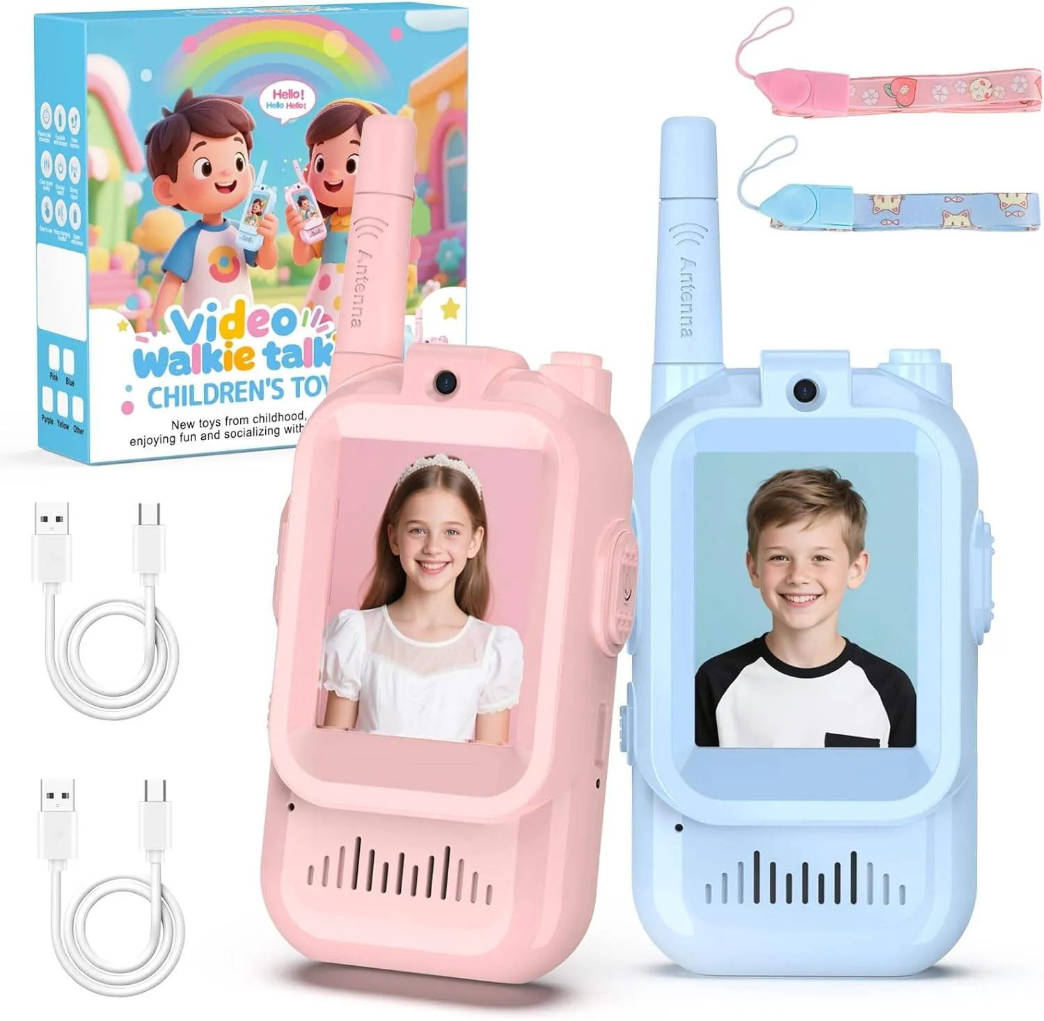 Kids 2-Way Video Walkie-Talkie 1500FT Range with Voice Effects