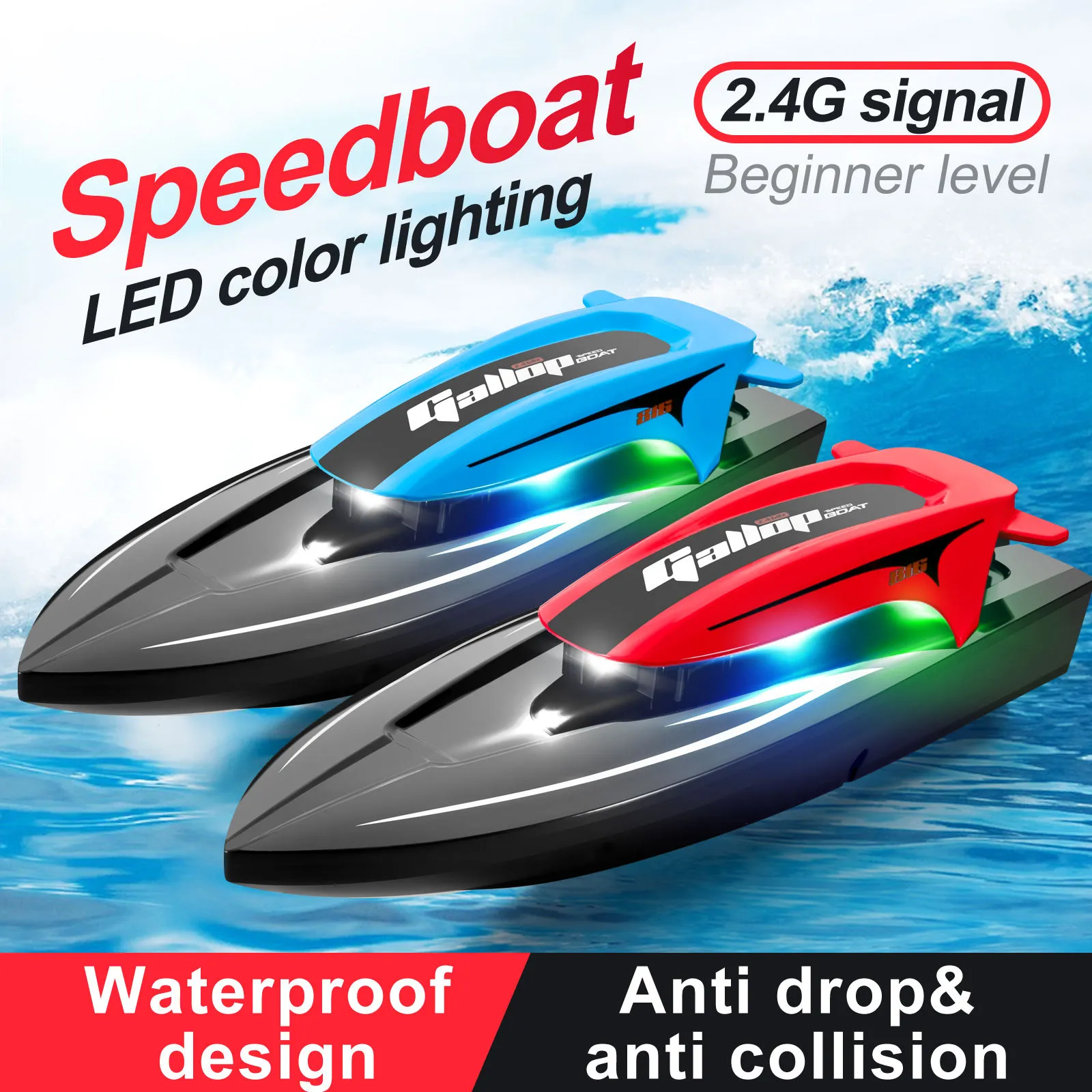 2.4GHz High Speed RC Racing Boat 20km/h with Lights