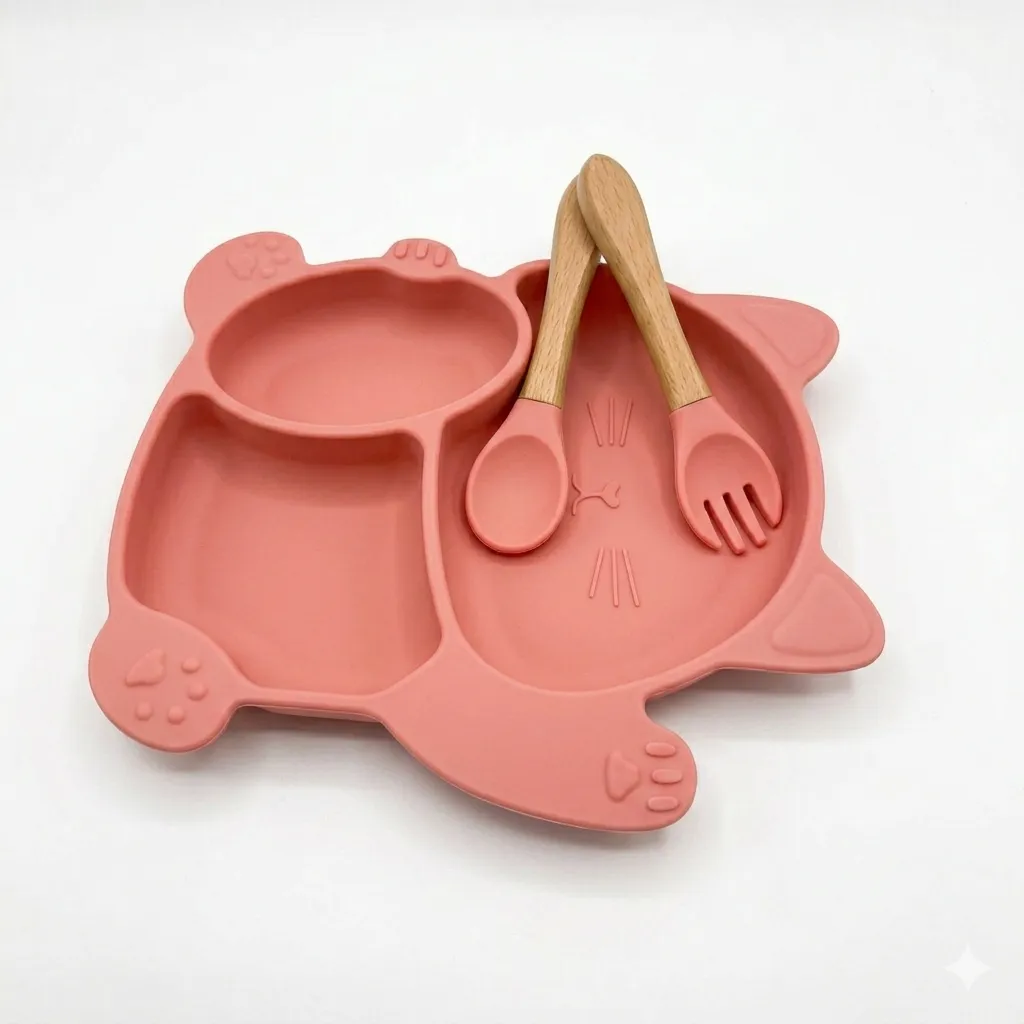 Silicone Baby Feeding Plate & Spoon Training Set