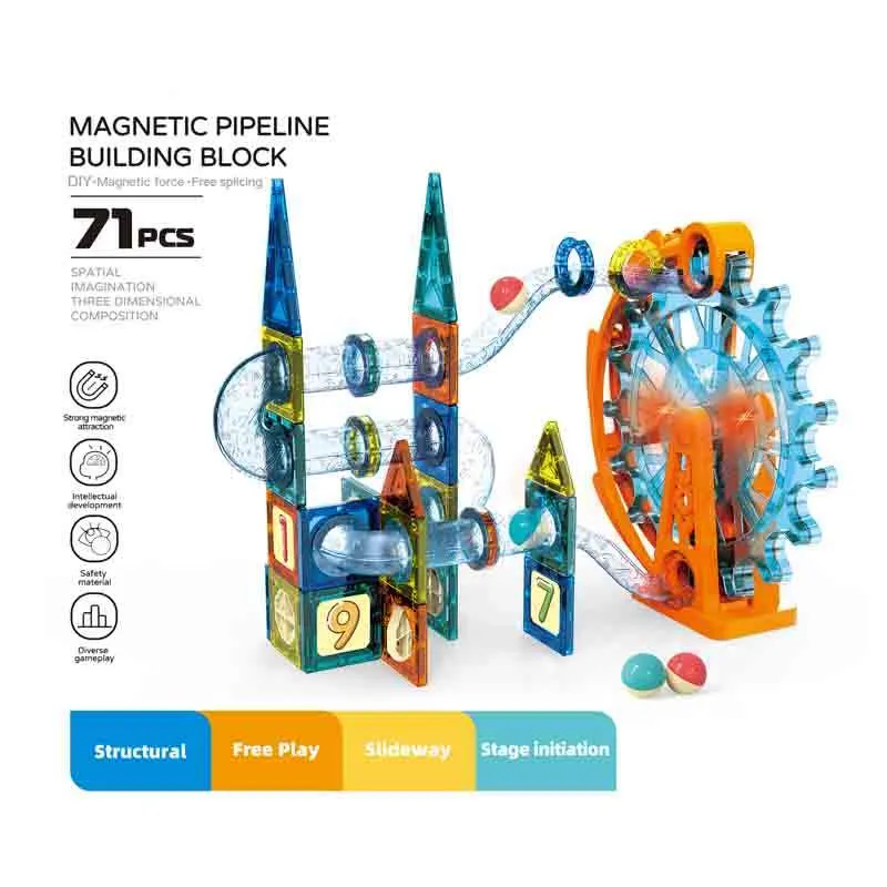 71PCS Magnetic Marble Run Ferris Wheel Block Set
