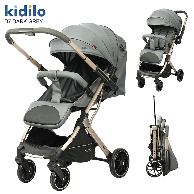 Kidilo Official Store Lightweight Baby Stroller Foldable 5-point Harness Travel Stroller with Adjustable Handle for Walks D7