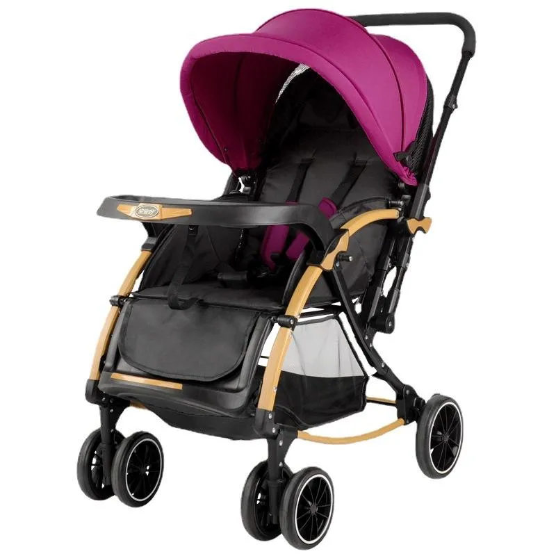 Baby Stroller C3 A Pram for Your Baby with Rocking Mood and Adjustable Handle Bar - Purple